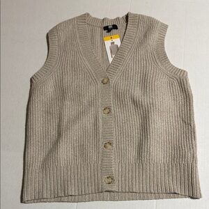 Frye Beige Ribbed Sleeveless Cardigan
